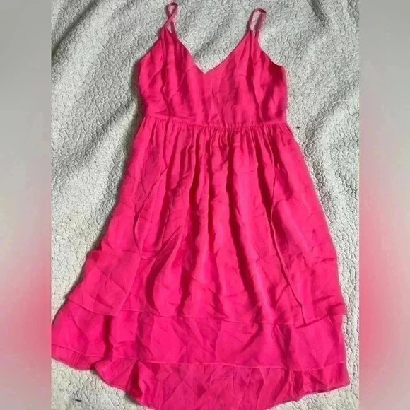 Rebecca Minkoff Belinda Pink Silk Double Strap Tiered Dress size 8 - Picture 2 of 7